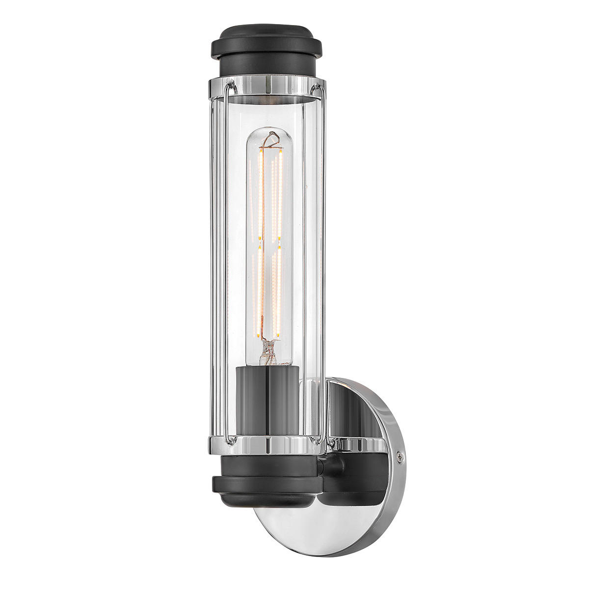 BADEZIMMER-WANDLEUCHTE   - Chromfarben/Schwarz, Basics, Glas/Metall (35.1/12.2/12.8cm) - Elstead Lighting