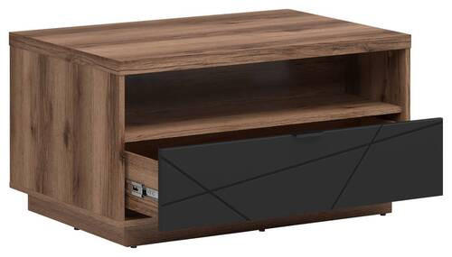COUCHTISCH 90/60/48,5 cm rechteckig Schwarz, Eichefarben  - Eichefarben/Schwarz, Design, Holzwerkstoff/Kunststoff (90/60/48,5cm)