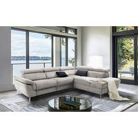ECKSOFA SONO in Lederlook Grau Armteilverstellung, Kopfteilverstellung  265/210 cm  - Chromfarben/Grau, Design, Textil/Metall (265/210cm) - Livetastic