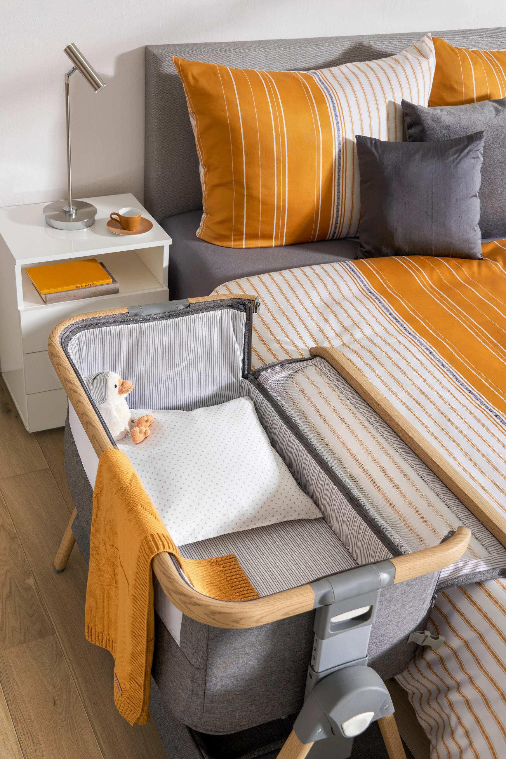 BEISTELLBETT Elegance 102/54/69-81 cm  - Dunkelgrau/Naturfarben, Trend, Kunststoff/Textil (102/54/69-81cm) - Jimmylee