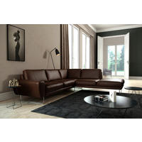 ECKSOFA in Echtleder Dunkelbraun  273/250 cm  - Chromfarben/Dunkelbraun, Design, Leder/Metall (273/250cm) - Livetastic