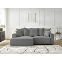 ECKSOFA Ottomane links  ATILLA Dunkelgrau Flachgewebe  - Dunkelgrau/Schwarz, MODERN, Kunststoff/Textil (149/244cm)
