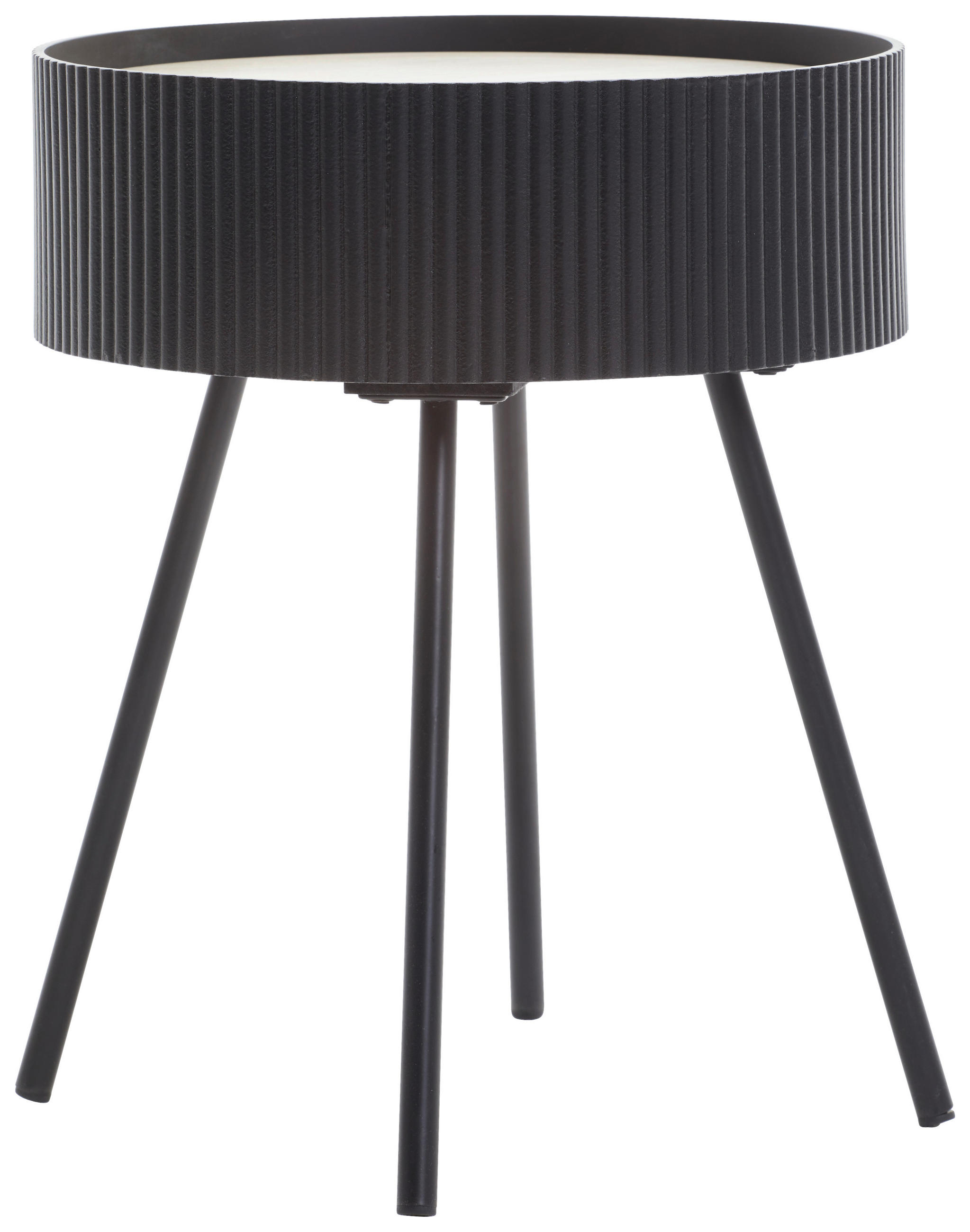 BEISTELLTISCH 38/38/45 cm Naturfarben, Schwarz rund  - Schwarz/Naturfarben, LIFESTYLE, Holzwerkstoff/Metall (38/38/45cm) - Xora