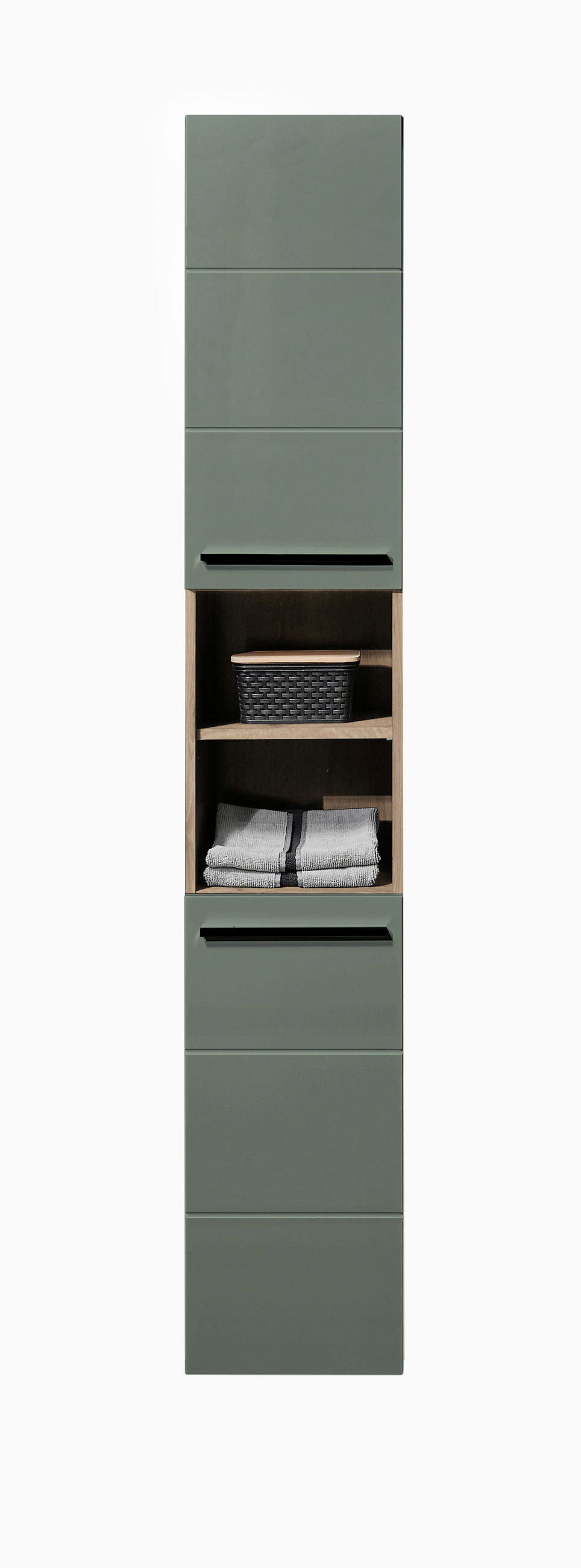 HOCHSCHRANK 34/190/31 cm  - Eichefarben/Schwarz, Basics, Holzwerkstoff/Kunststoff (34/190/31cm) - MID.YOU