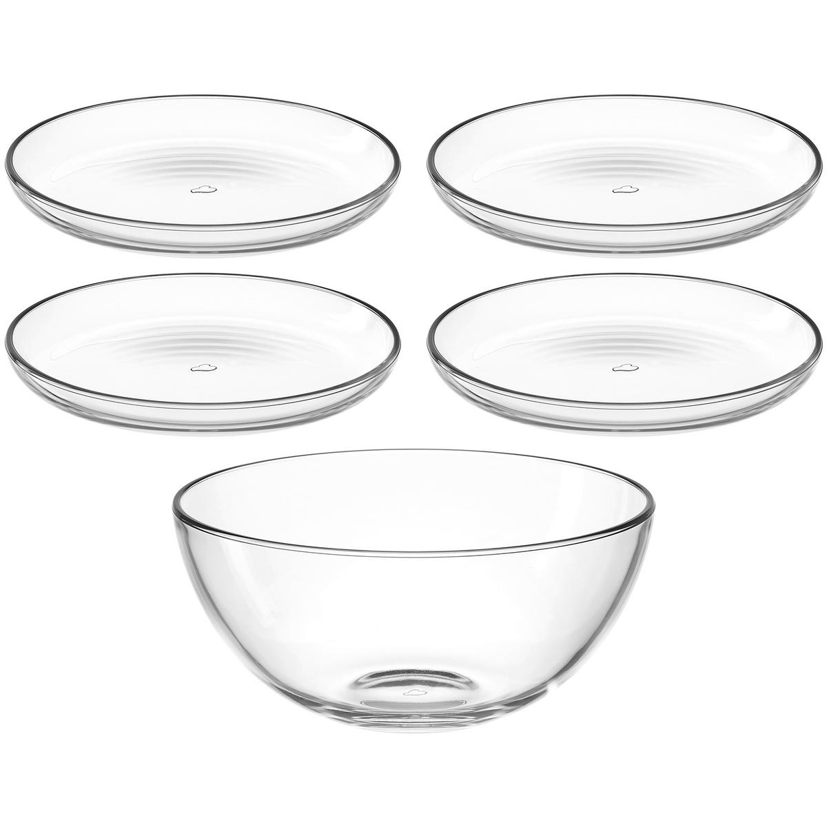 SCHÜSSELSET Cucina 5-teilig  - Transparent, Design, Glas (22,00/12,00/22,00cm) - Leonardo