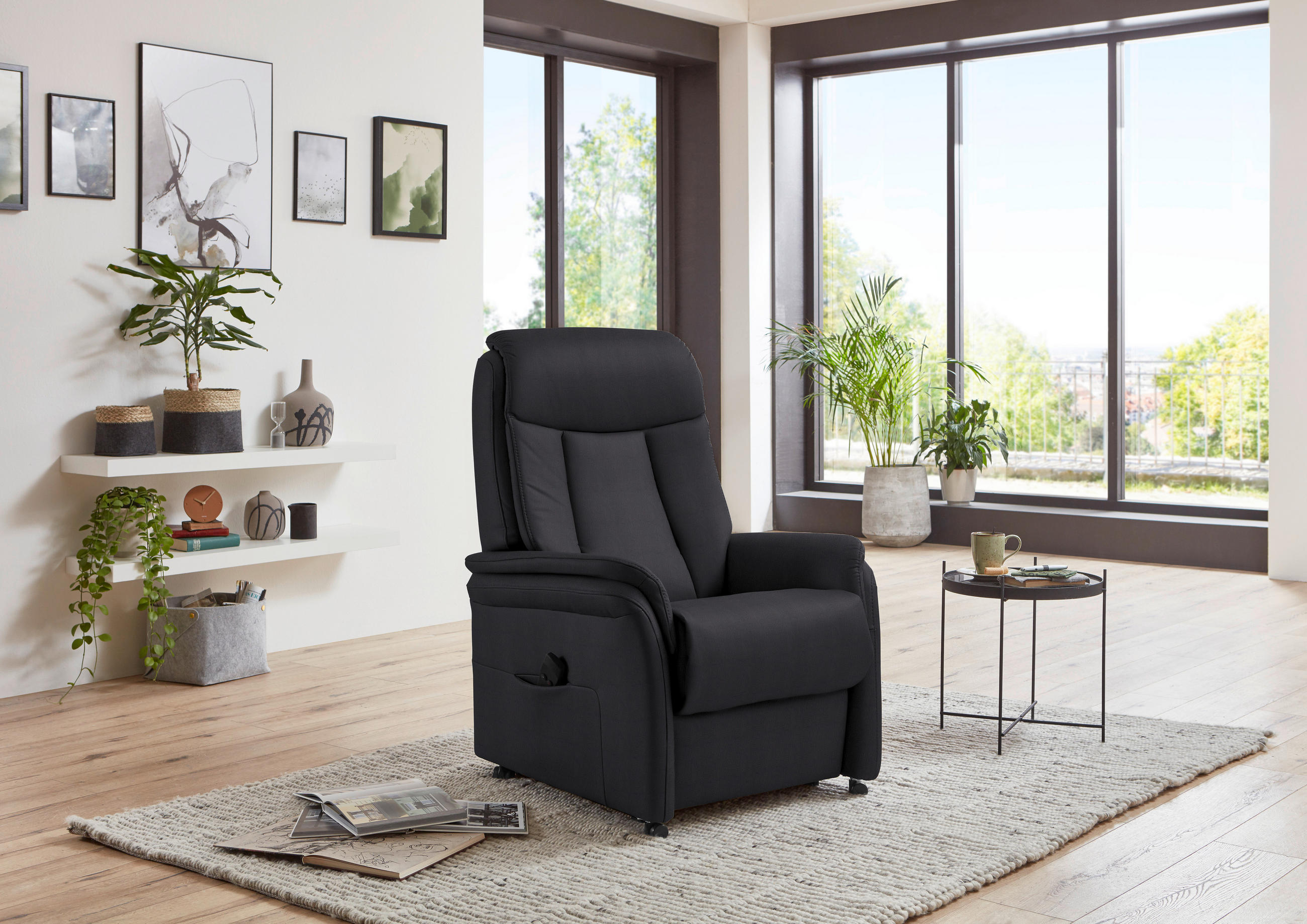 FERNSEHSESSEL in Schwarz  - Schwarz, Konventionell, Leder/Kunststoff (74/107/84cm) - Valdera