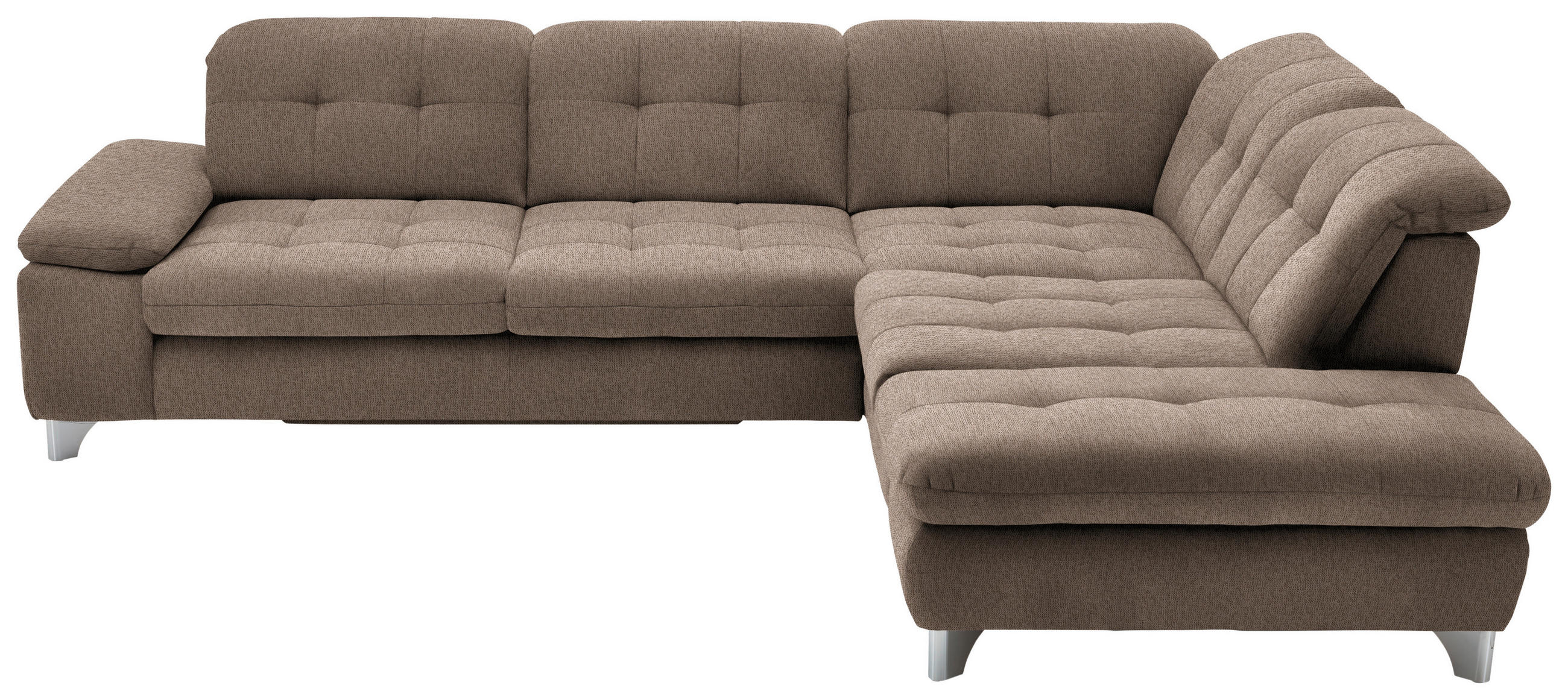 ECKSOFA in Chenille Hellbraun  - Chromfarben/Hellbraun, Design, Textil/Metall (310/260cm) - Beldomo Speed