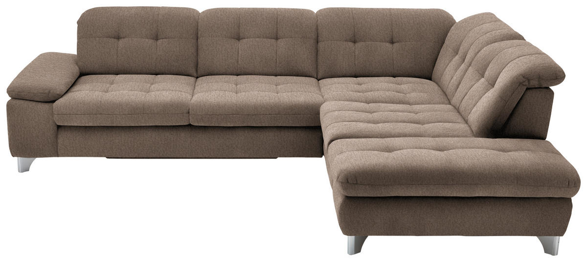 ECKSOFA in Chenille Hellbraun  - Chromfarben/Hellbraun, Design, Textil/Metall (310/260cm) - Beldomo Speed