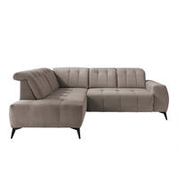 ECKSOFA in Cord Graubraun  - Graubraun/Schwarz, Modern, Textil/Metall (200/261cm) - Livetastic