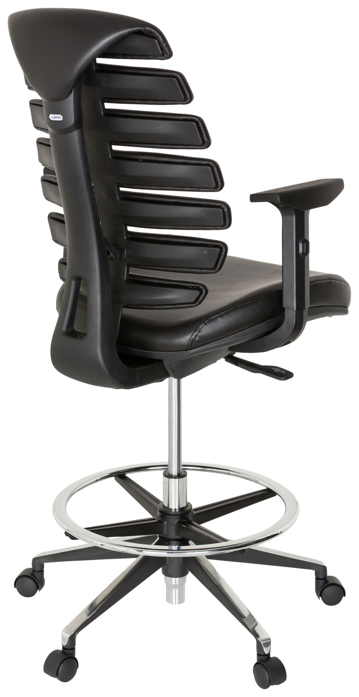 DREHSTUHL Schwarz  - Alufarben/Schwarz, MODERN, Leder/Kunststoff (62/131/65cm) - MID.YOU