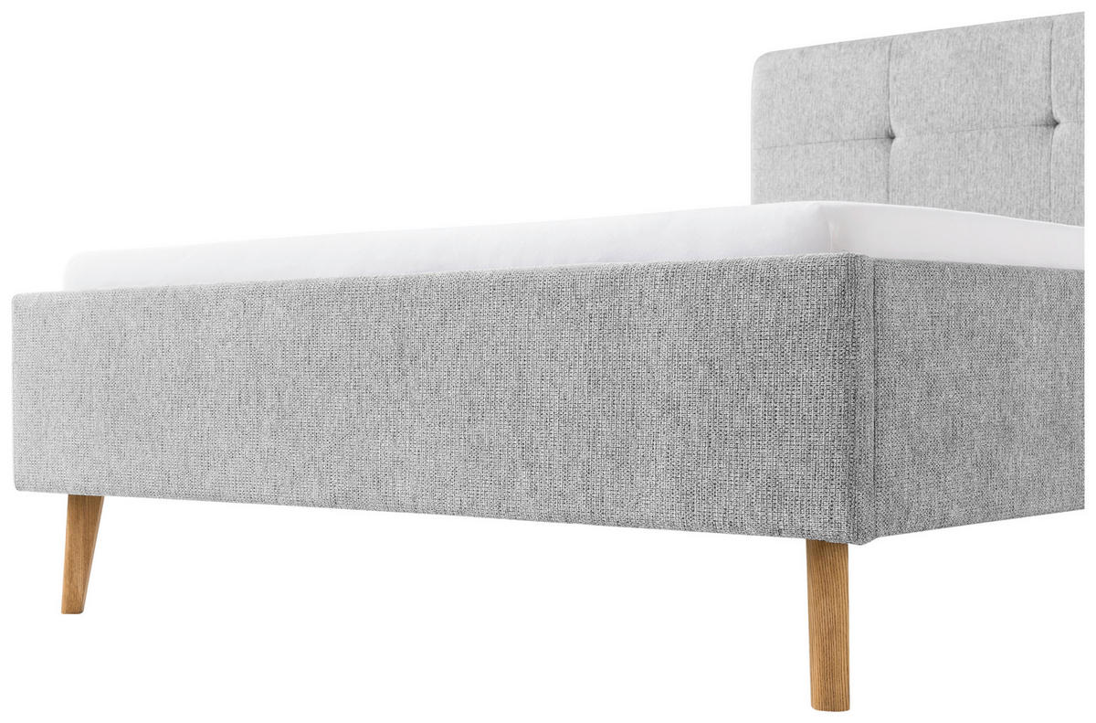 POLSTERBETT 140/200 cm, inkl.  in Grau  - Eichefarben/Grau, Basics, Holz/Textil (140/200cm) - Boxxx