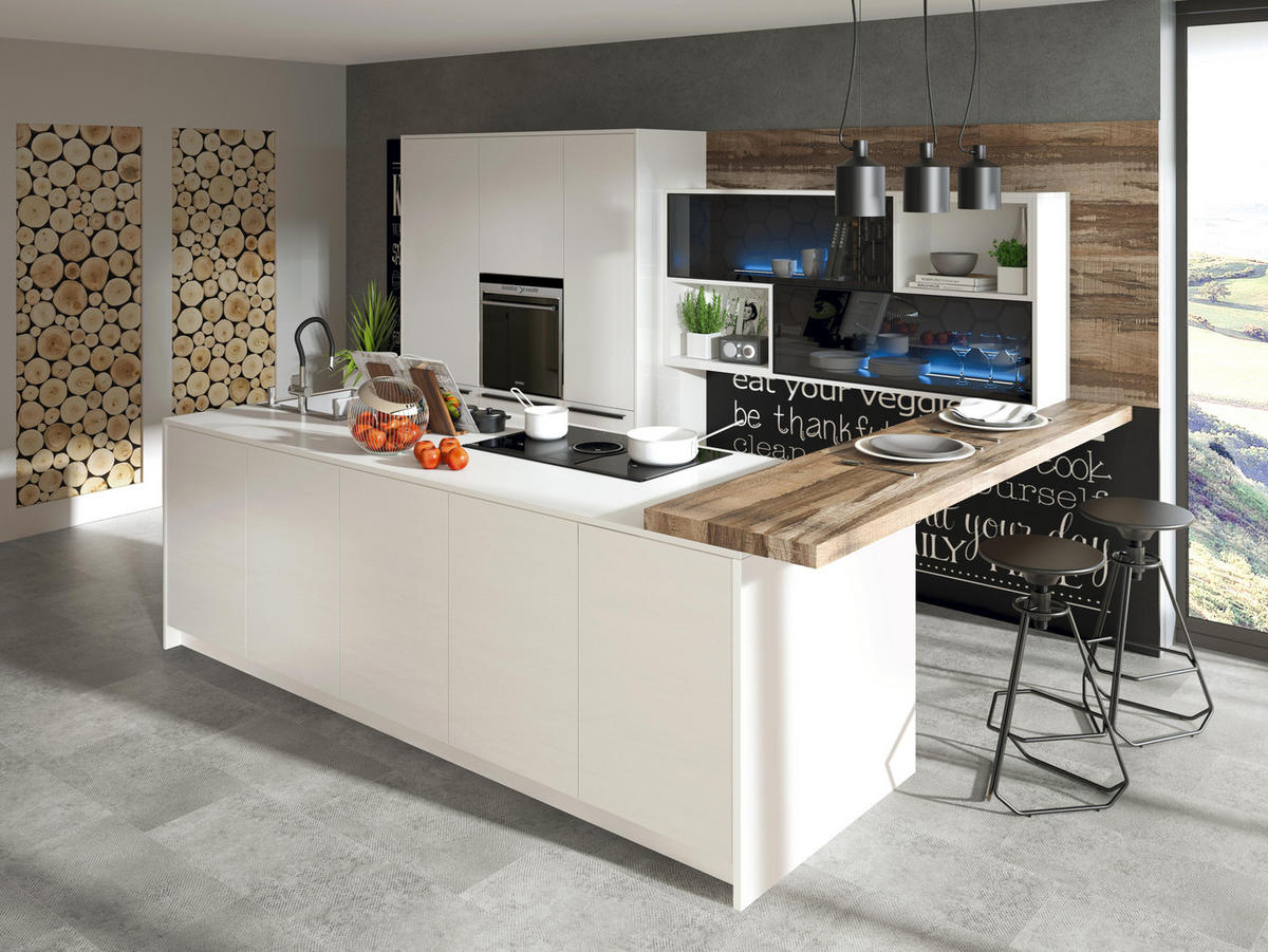 EINBAUKÜCHE   - Weiß, Design, Holzwerkstoff - Dan Küchen