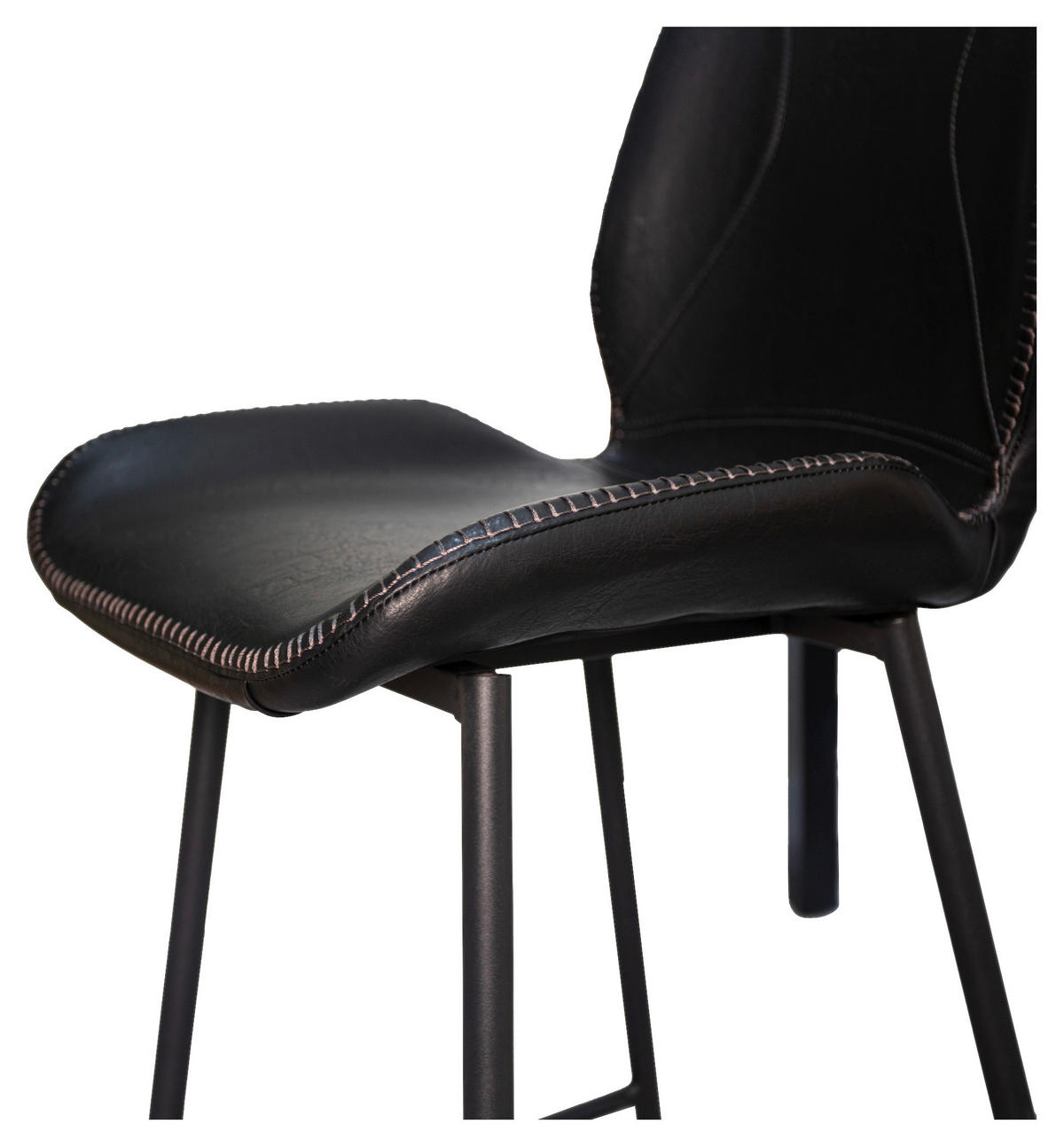 BARHOCKER-SET Lederlook Schwarz  - Schwarz, KONVENTIONELL, Kunststoff/Textil (47/99/55cm) - MID.YOU