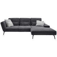 ECKSOFA Dunkelgrau Cord  - Dunkelgrau/Schwarz, KONVENTIONELL, Textil/Metall (304/205cm) - SetOne by Musterring