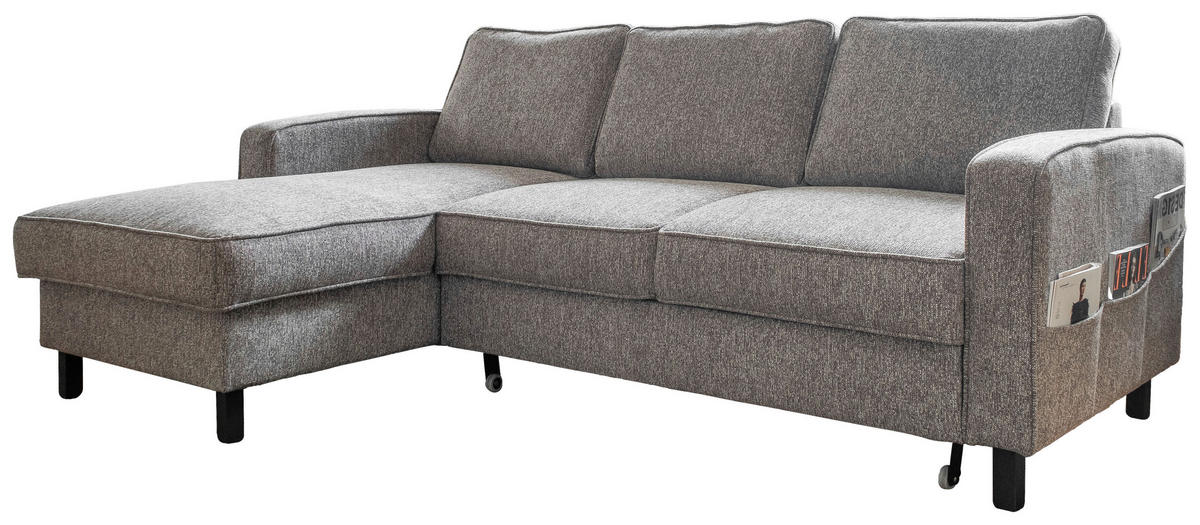 ECKSOFA in Struktur Grau  - Schwarz/Grau, Holz/Textil (148/228cm) - MID.YOU