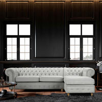 ECKSOFA Mikrofaser Hellgrau  - Creme/Hellgrau, Design, Holz/Textil (284/182cm) - P & B