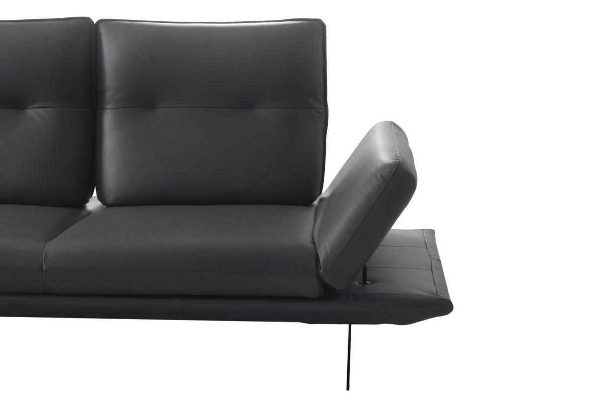 Colțar, piele, gri închis - gri închis/negru, Design, metal/piele (180/291cm) - Celina Home