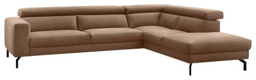 ECKSOFA in Mikrofaser Braun  - Schwarz/Braun, Modern, Textil/Metall (305/233cm) - Trendmanufaktur