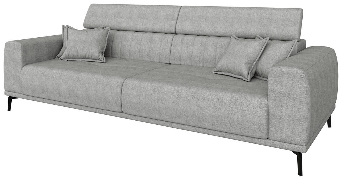 BIGSOFA Webstoff Grau  - Schwarz/Grau, KONVENTIONELL, Textil/Metall (280/80/110cm) - Carryhome