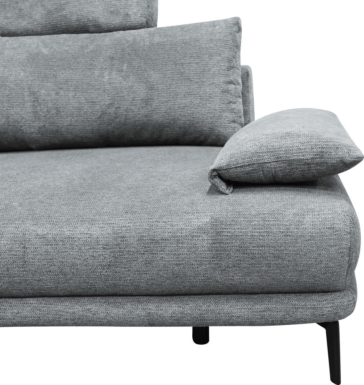 ECKSOFA in Webstoff Grau  192/260 cm  - Schwarz/Grau, Design, Textil/Metall (192/260cm) - MID.YOU