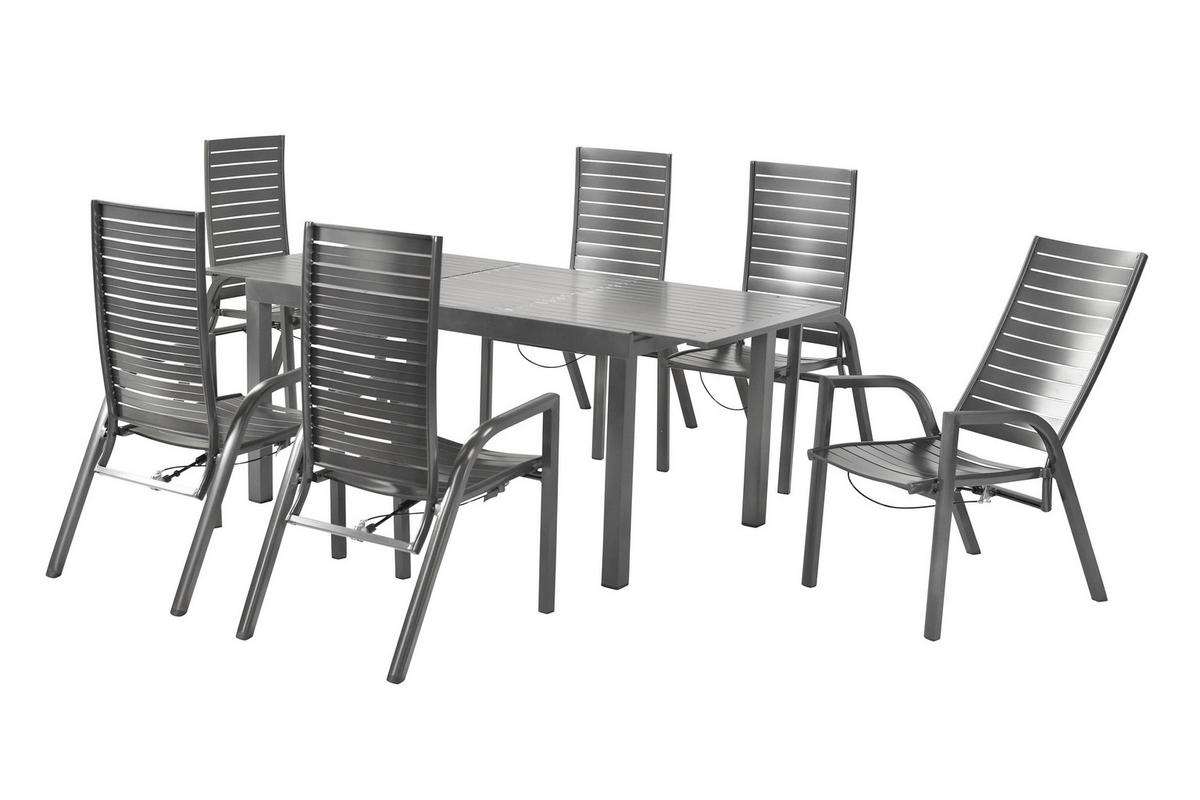 GARTENTISCHGRUPPE Aluminium  - Graphitfarben, KONVENTIONELL, Metall - Gardenson