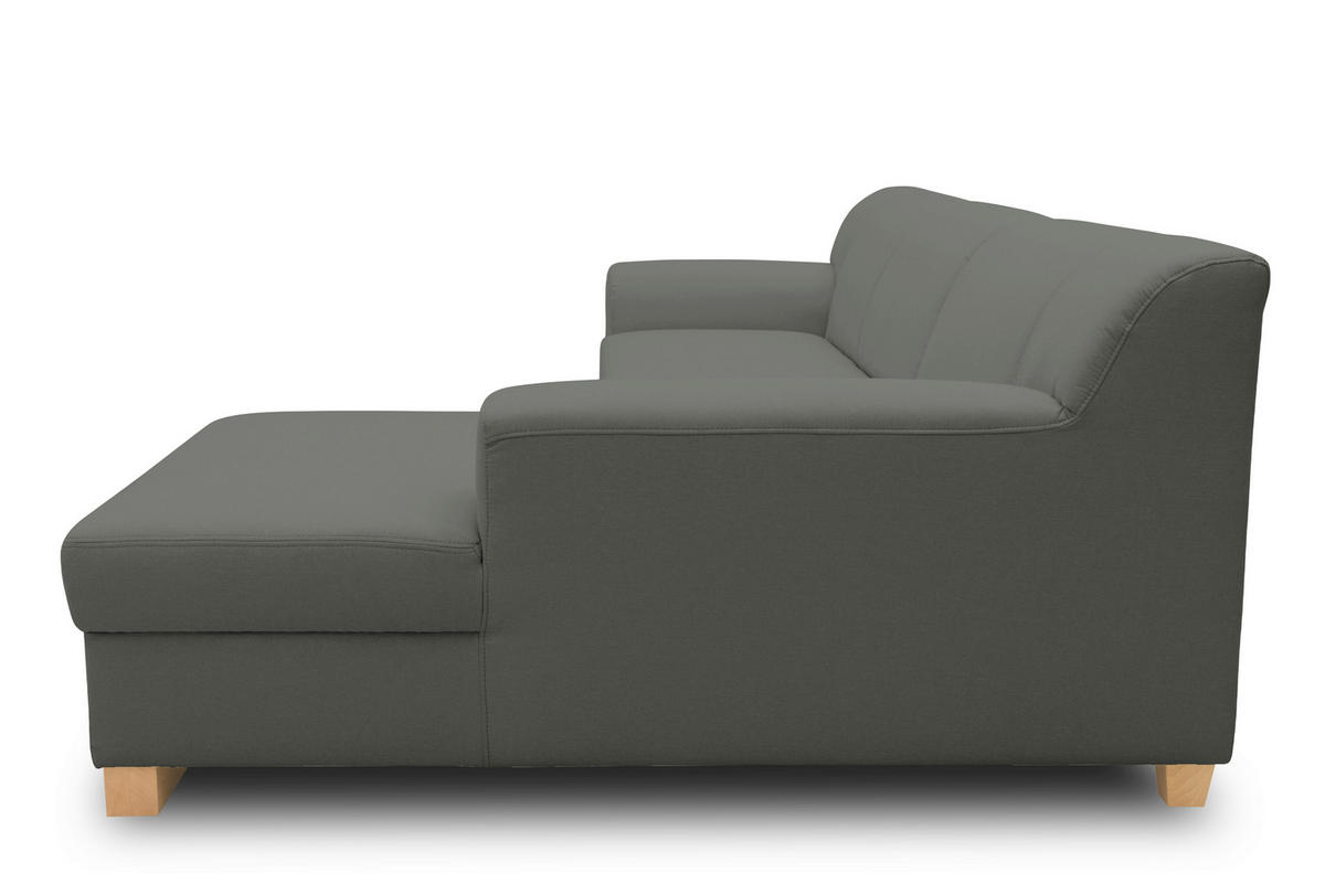 ECKSOFA TINOS Dunkelgrau Webstoff Rücken echt  - Dunkelgrau/Buchefarben, Basics, Holz/Textil (273/157cm) - MID.YOU