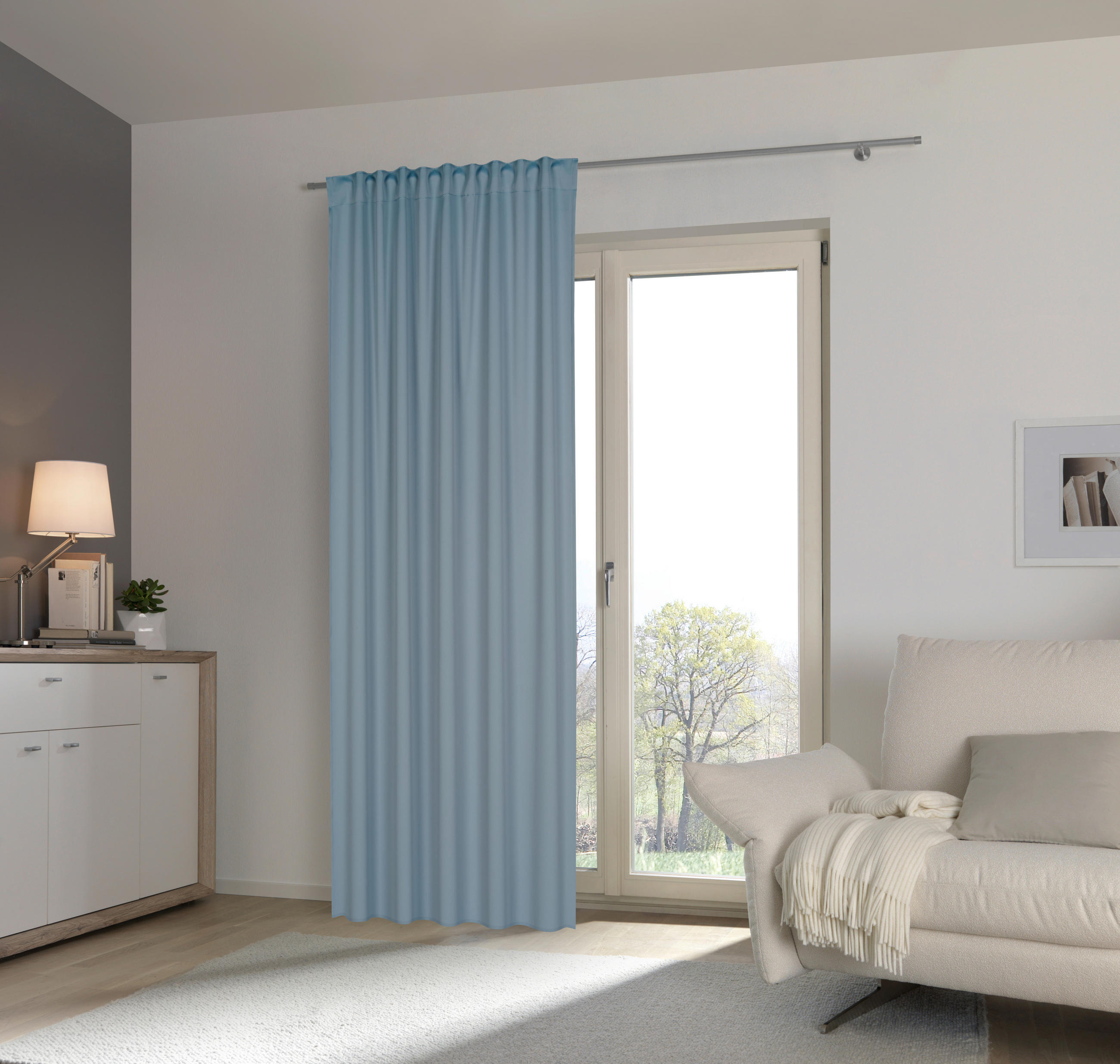 HOTOVÝ ZÁVĚS, zatemnění, 135/245 cm - modrá, Basics, textil (135/245cm) - Esposa