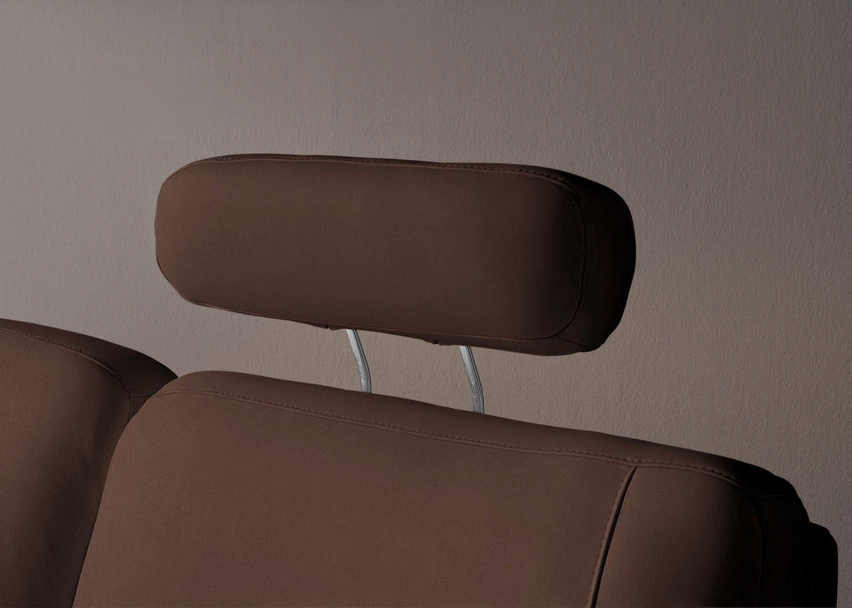 WOHNLANDSCHAFT Echtleder Mokka  - Alufarben/Mokka, Konventionell, Leder/Metall (239/329/165cm) - Beldomo Premium