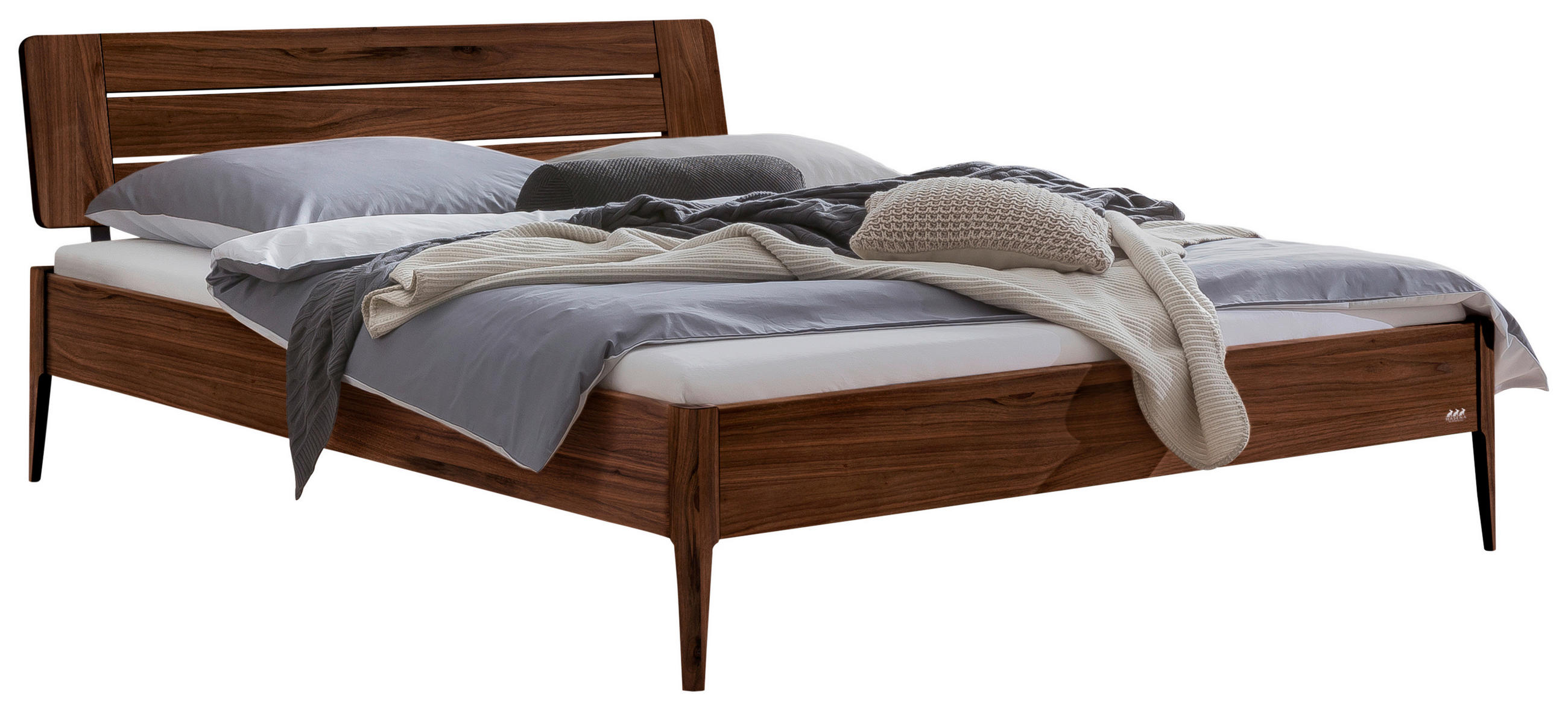 BETT 160/200 cm,  in Nussbaumfarben,  - Nussbaumfarben, Design, Holz (160/200cm) - Hasena
