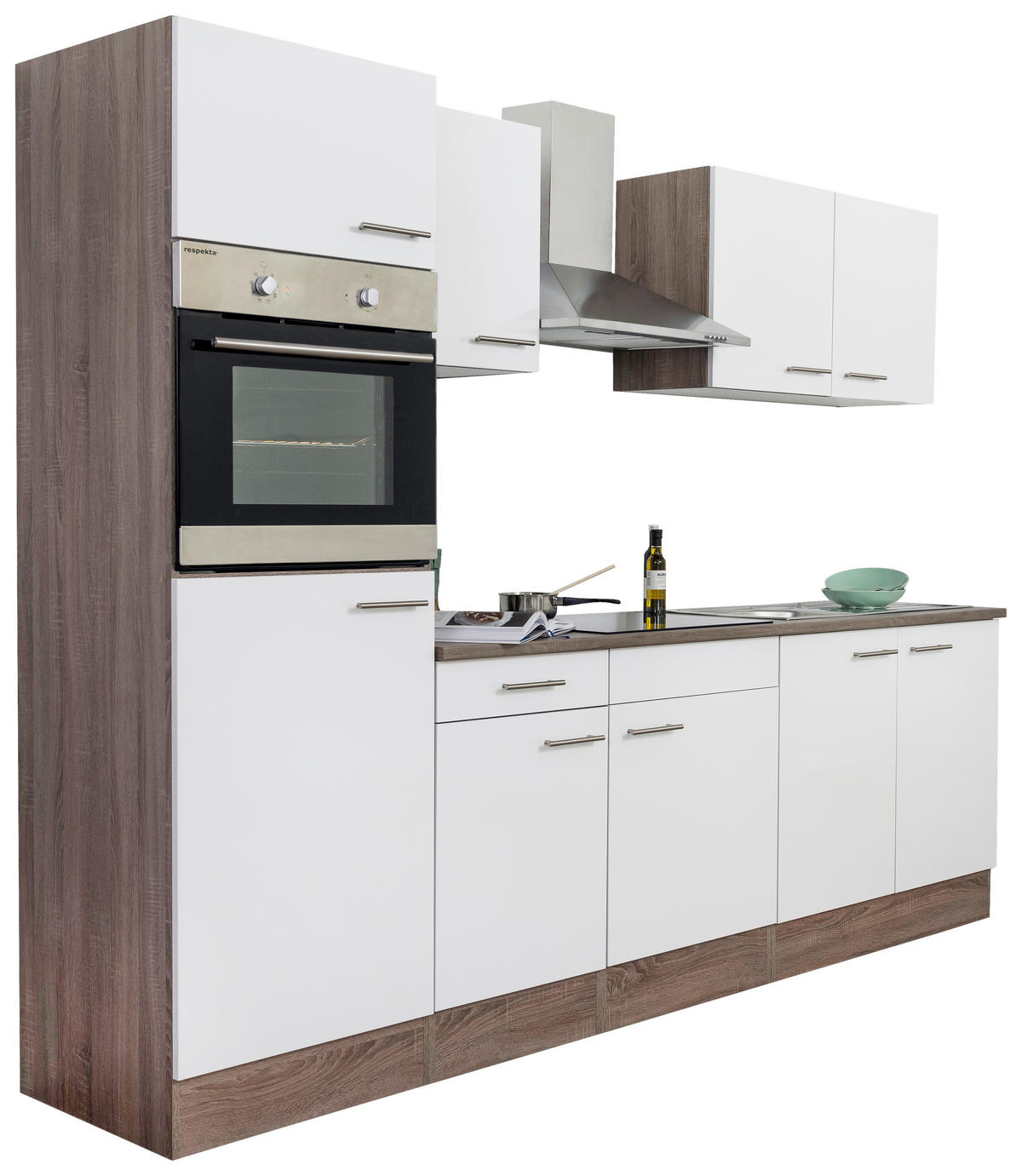 KÜCHENLEERBLOCK 270 cm   in Weiss  - Weiss/Edelstahlfarben, Basics, Holzwerkstoff (270cm) - Respekta