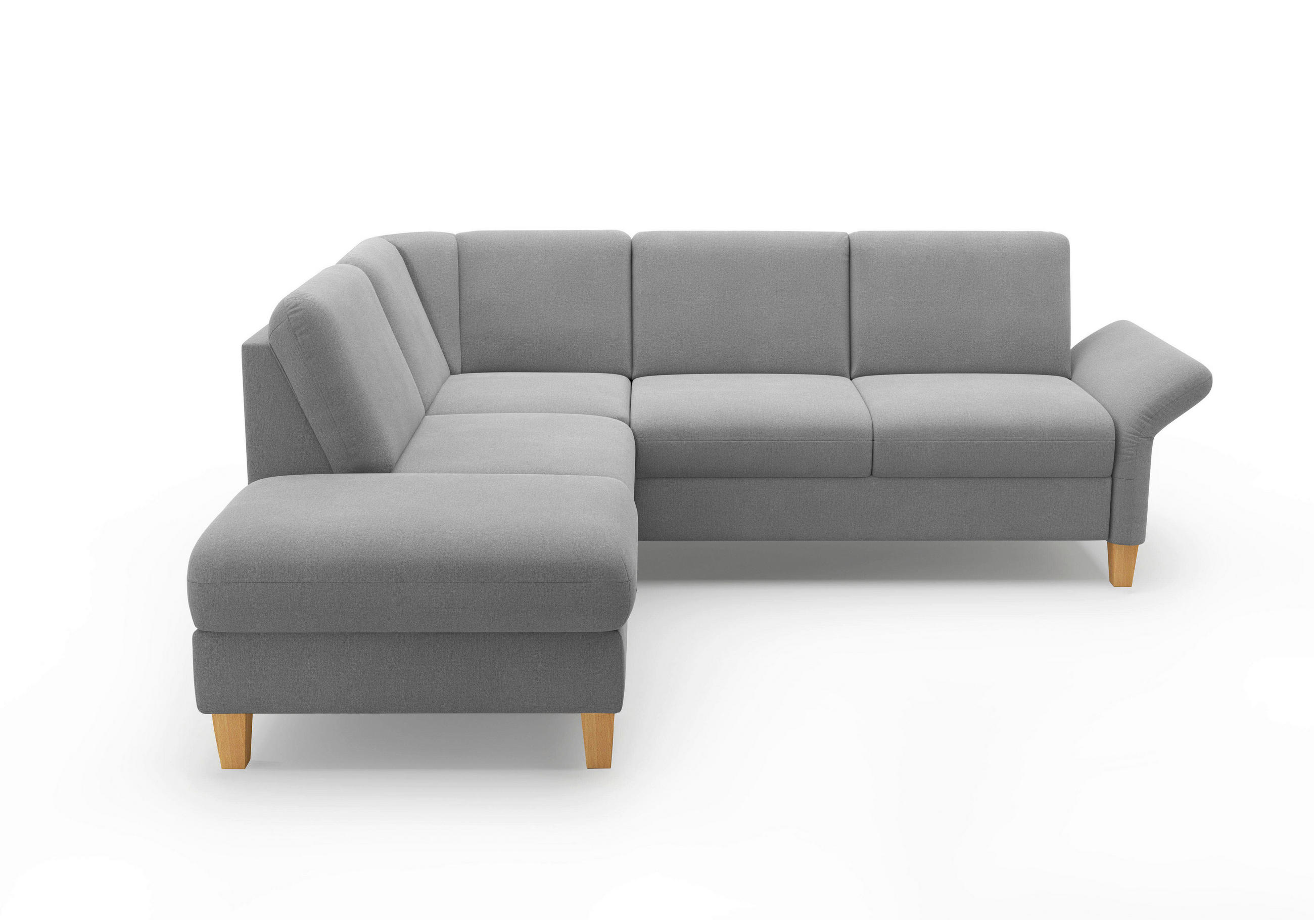 ECKSOFA ROCHELLE E Grau Flachgewebe  - Eichefarben/Grau, KONVENTIONELL, Holz/Textil (216/240cm) - Sit & More
