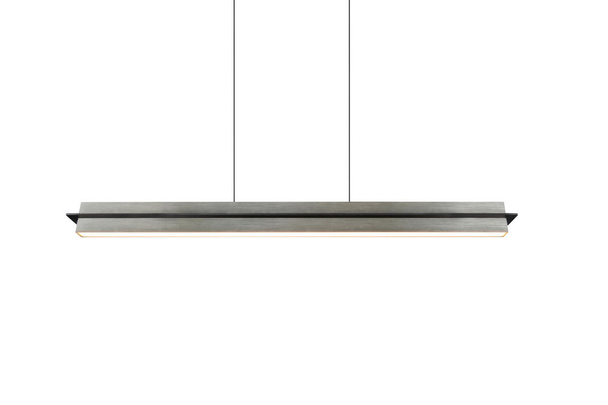 LED-HÄNGELEUCHTE Athina   - Schwarz/Nickelfarben, Design, Kunststoff/Metall (95/75-150cm) - Novel