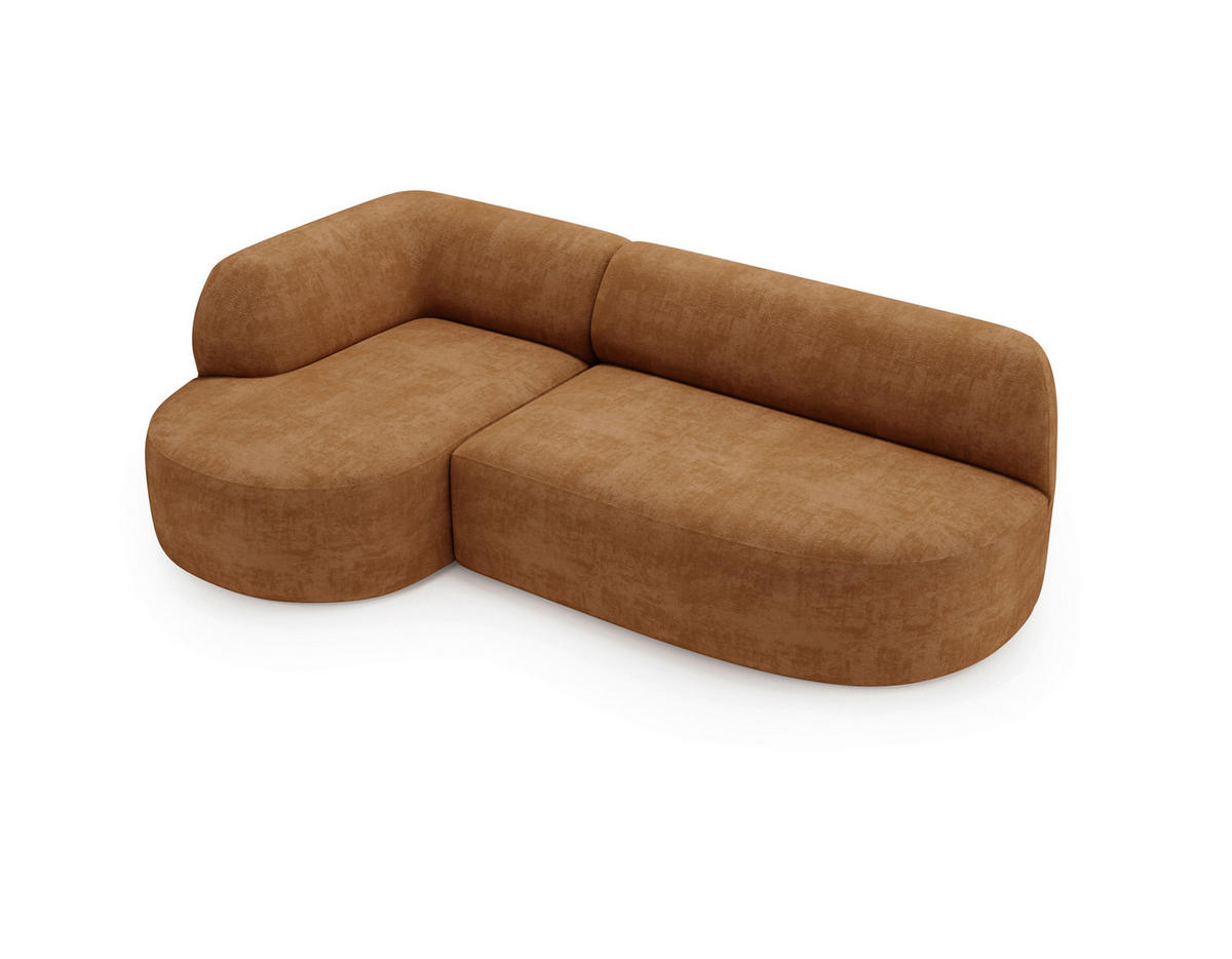 ECKSOFA Chenille Rostfarben  - Rostfarben/Schwarz, Design, Kunststoff/Textil (156/218cm) - Livetastic