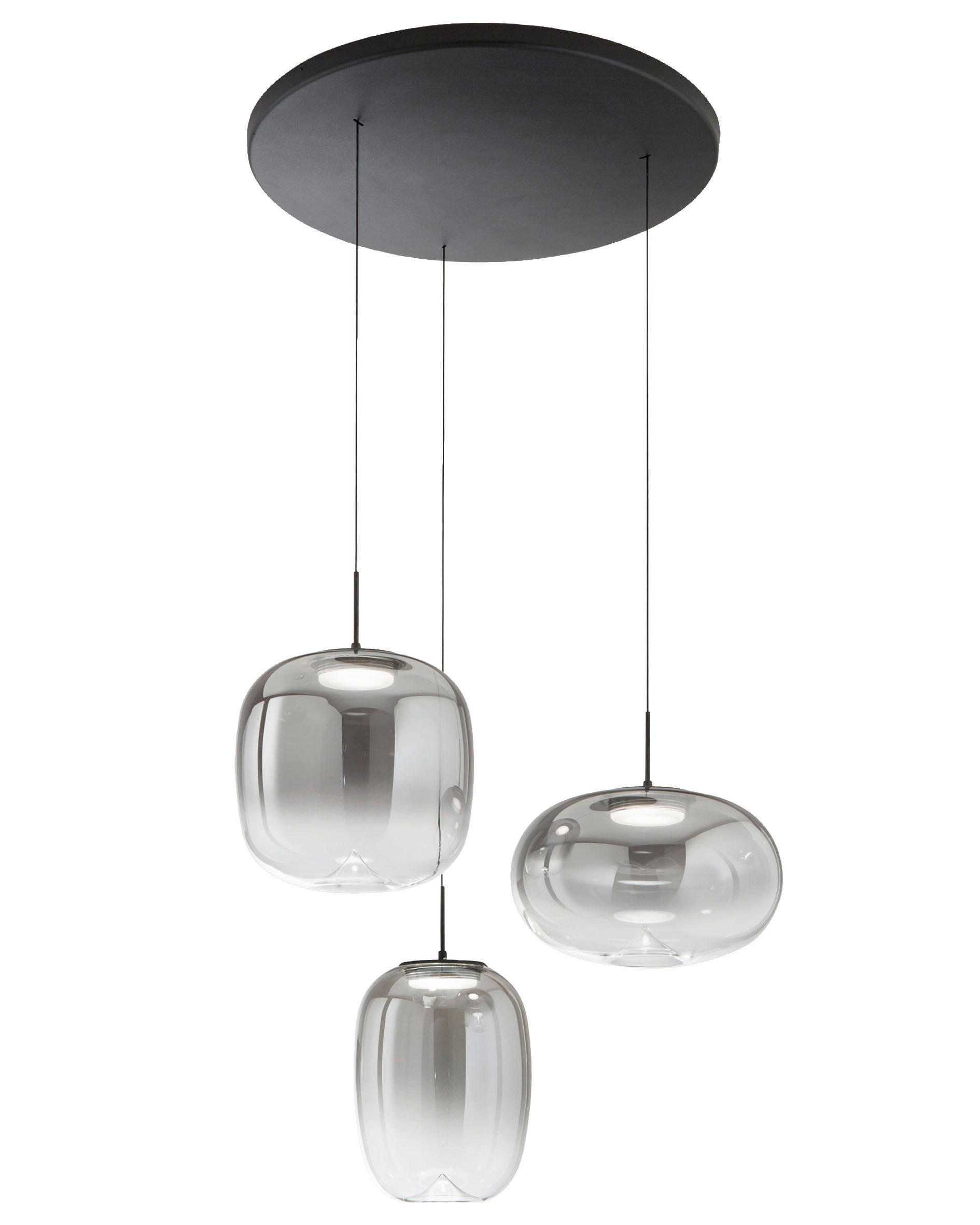 LED-HÄNGELEUCHTE Brio 50/200 cm  - Hellgrau, Design, Glas/Metall (50/200cm)