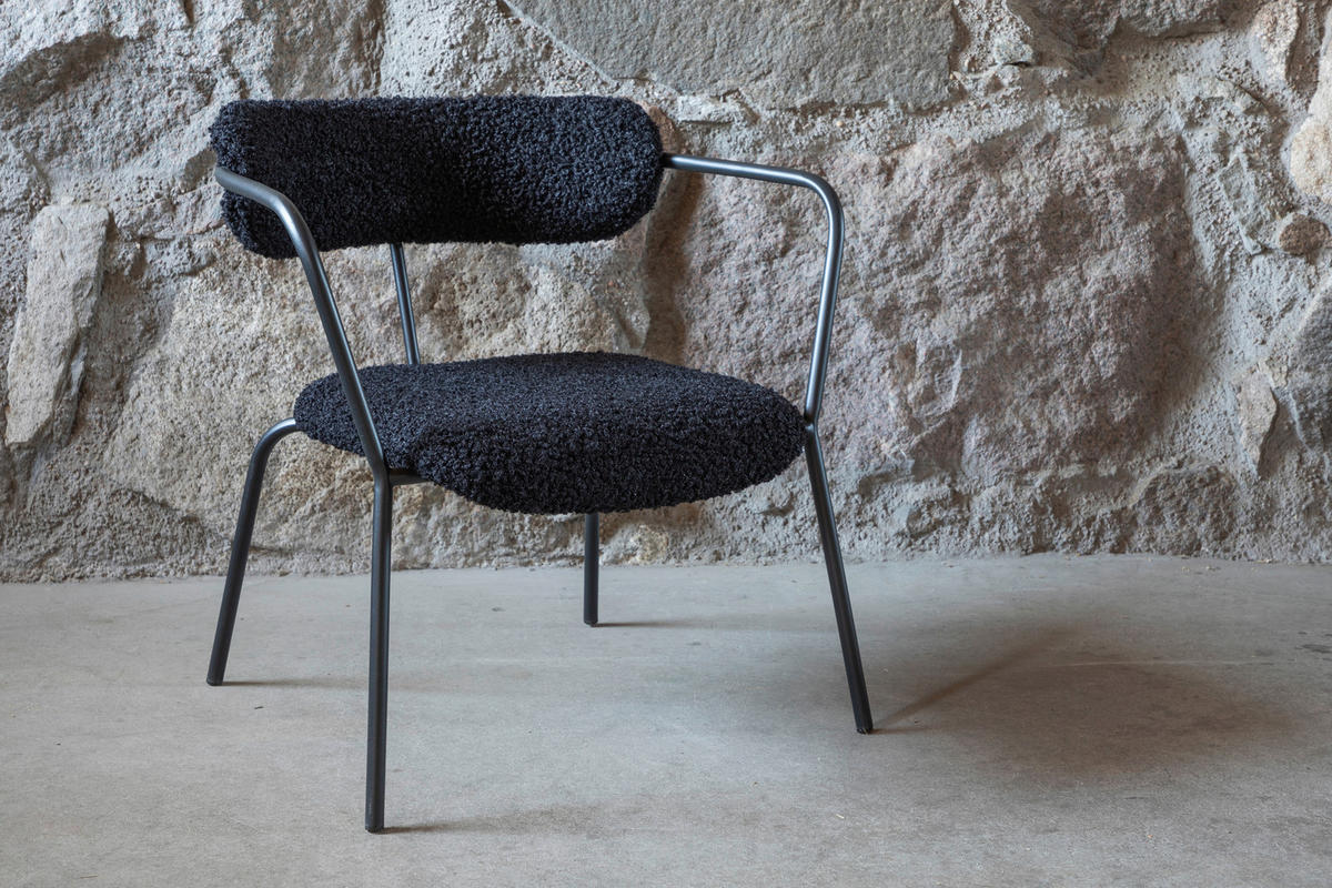 SESSEL in Teddystoff Schwarz  - Schwarz, Design, Textil/Metall (68/69/67cm) - Livetastic