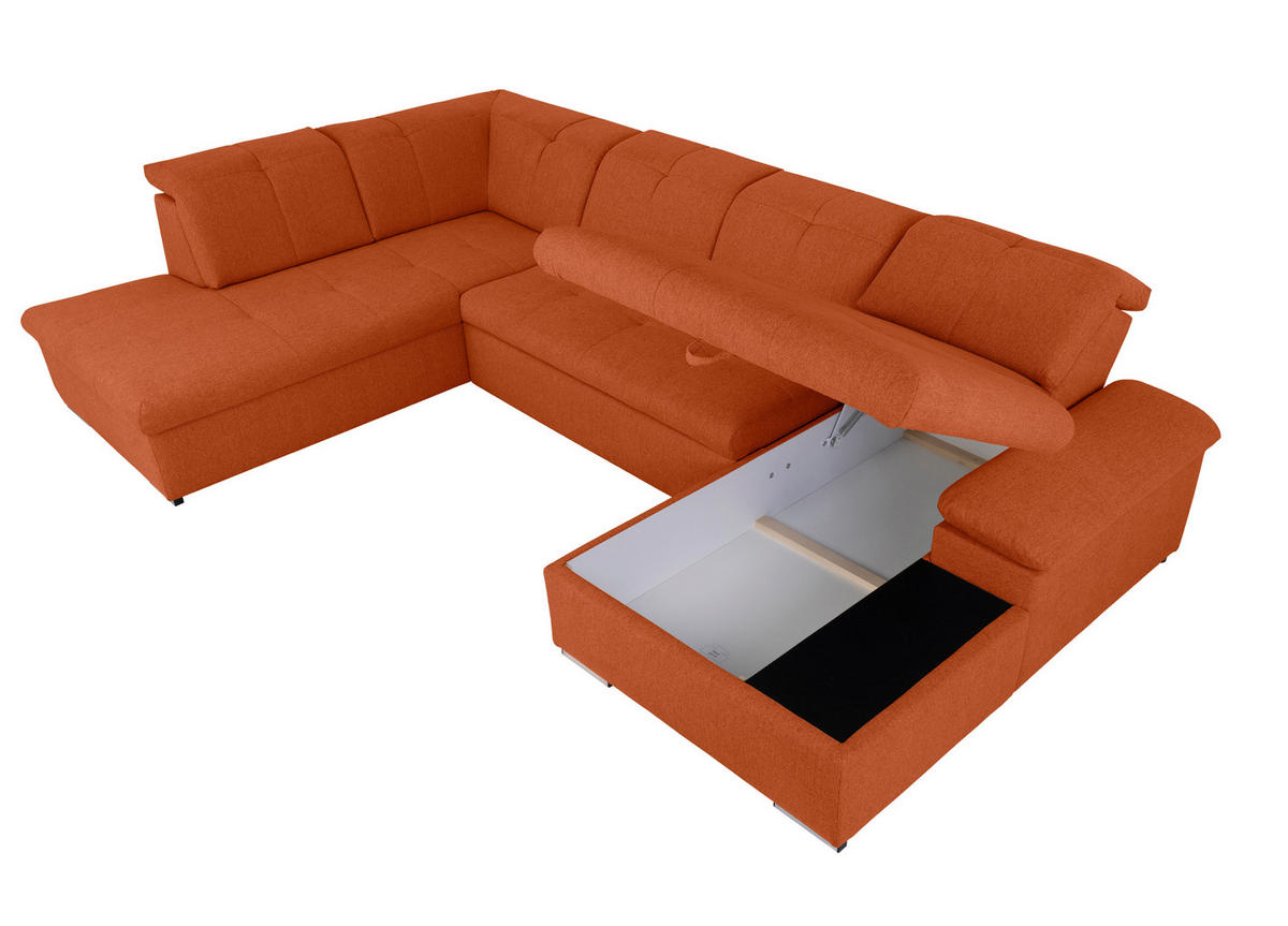WOHNLANDSCHAFT Terracotta  - Terracotta/Grau, Design, Textil/Metall (173/328/215cm) - MID.YOU