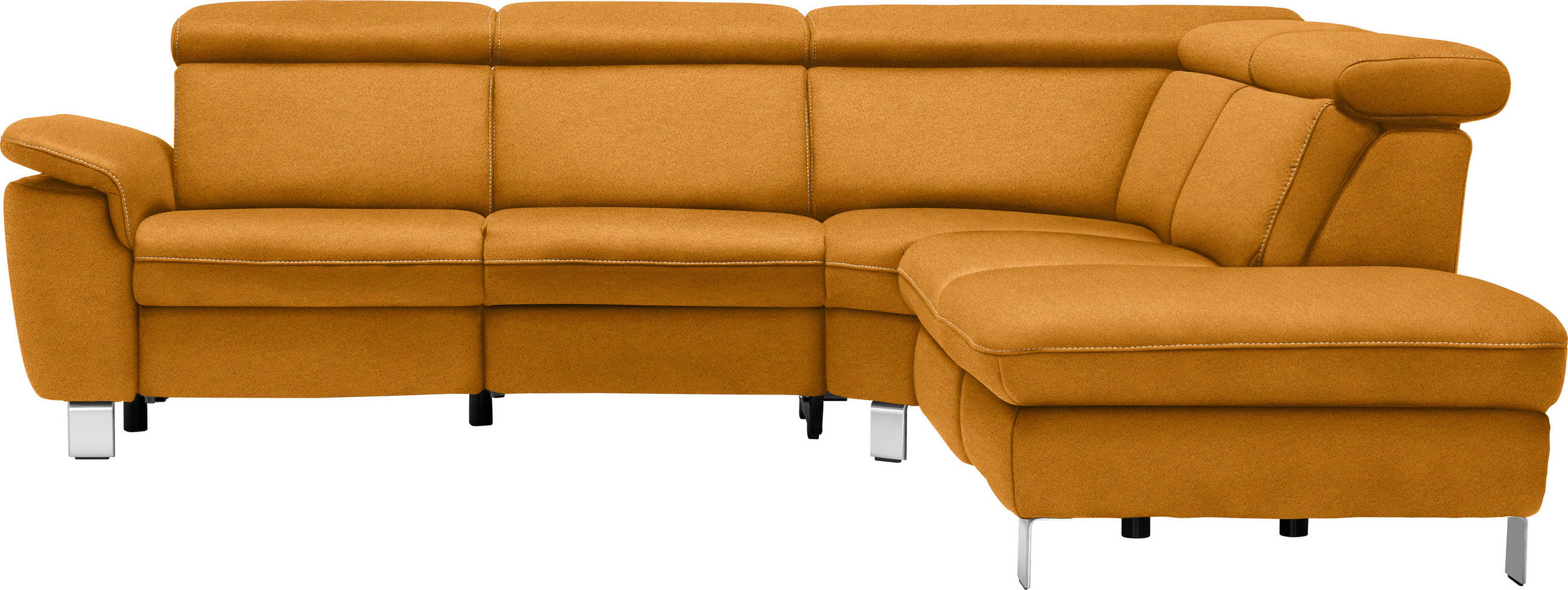 ECKSOFA in Flachgewebe, Mikrofaser Orange  - Beige/Alufarben, Design, Textil/Metall (271/242cm) - Cantus