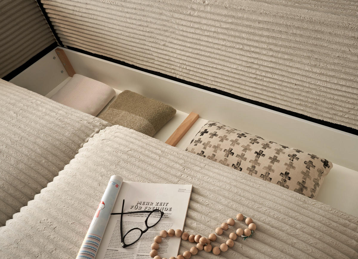 SCHLAFSOFA in Cord Beige  - Beige/Schwarz, Konventionell, Kunststoff/Textil (235/89/92cm) - MID.YOU