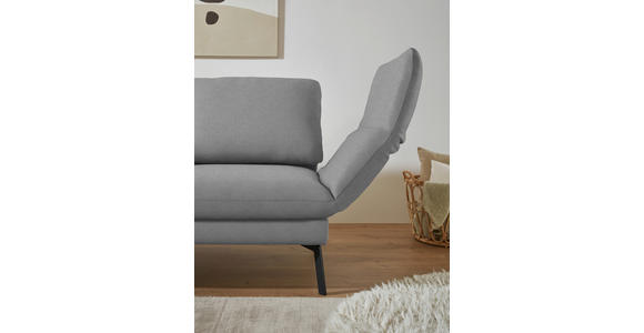 ECKSOFA  in Flachgewebe Hellgrau Armteilverstellung, Relaxfunktion, Drehsitzfunktion  175-224/255-365 cm  - Hellgrau/Schwarz, Design, Textil/Metall (175-224/255-365cm) - Dieter Knoll