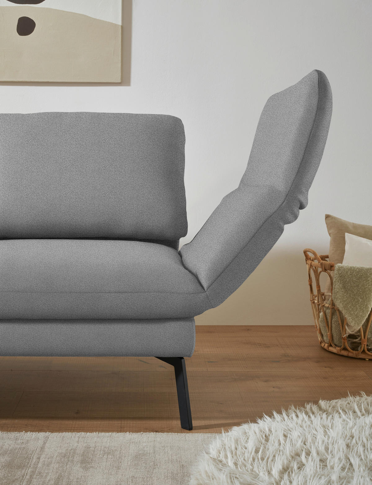 ECKSOFA  in Flachgewebe Hellgrau  175-224/255-365 cm  - Hellgrau/Schwarz, Design, Textil/Metall (175-224/255-365cm) - Dieter Knoll