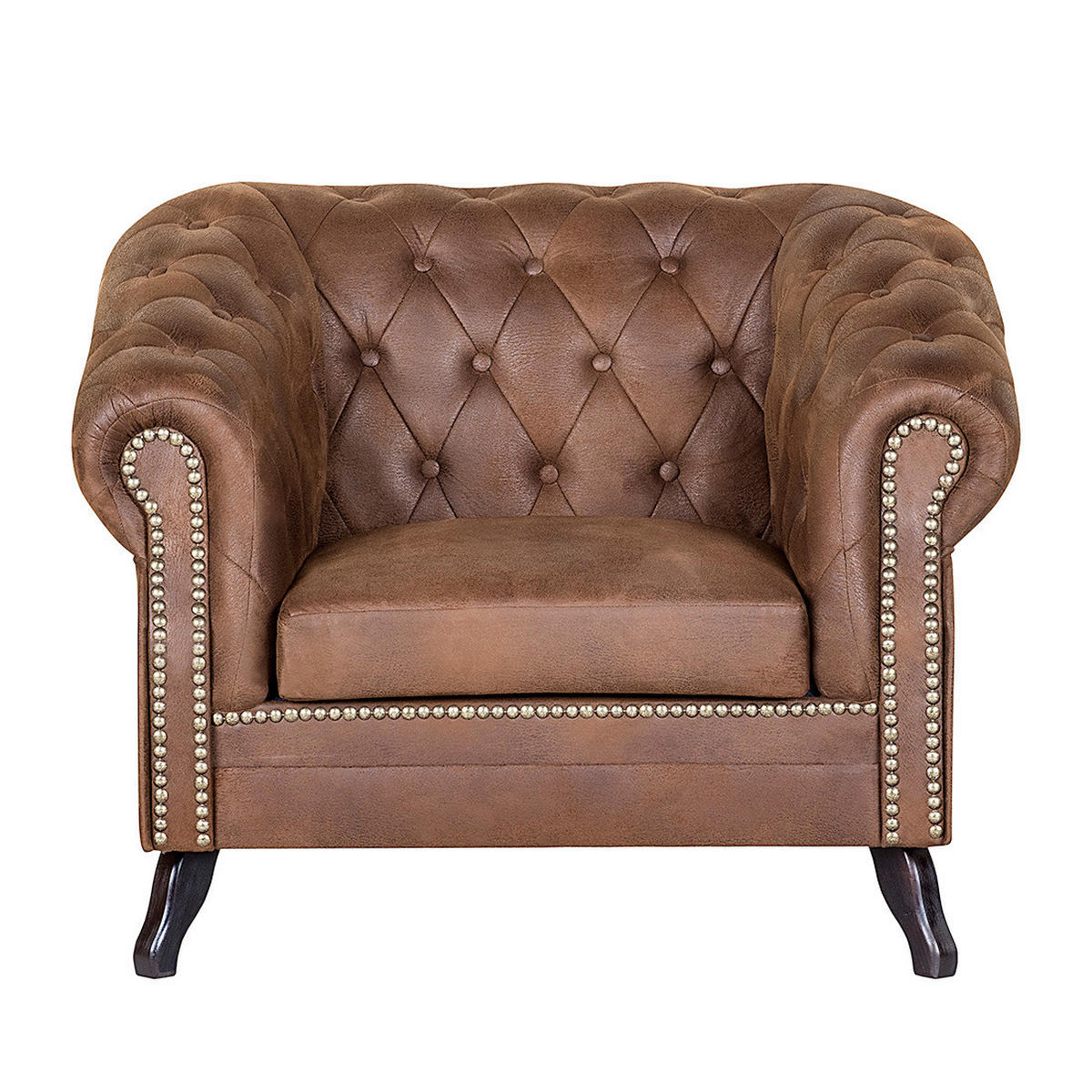 SESSEL in Lederlook Braun  - Braun, Design, Holz/Textil (110/82/90cm) - P & B
