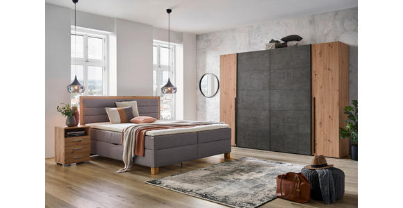 BOXBETT 180/200 cm  in Grau, Eiche Artisan  - Eiche Artisan/Grau, KONVENTIONELL, Holz/Textil (180/200cm) - Carryhome