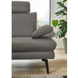 ECKSOFA in Echtleder Grau  - Schwarz/Grau, Design, Leder/Metall (180/310cm) - Dieter Knoll
