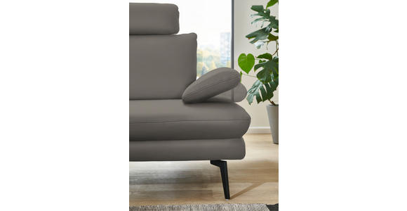 ECKSOFA in Echtleder Grau  - Schwarz/Grau, Design, Leder/Metall (180/310cm) - Dieter Knoll