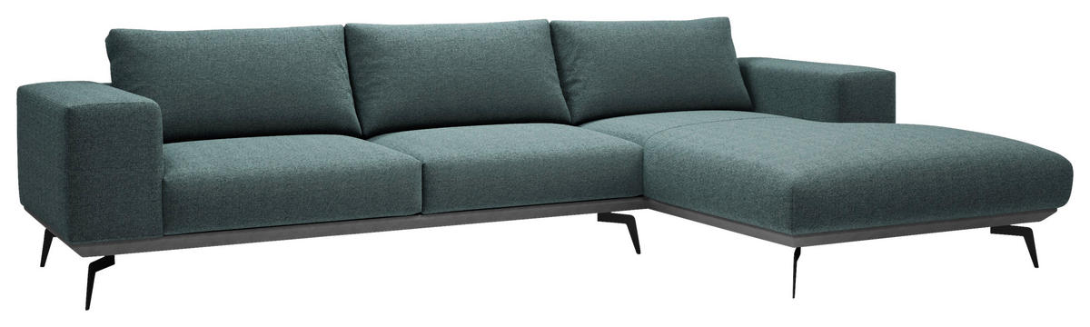 ECKSOFA Anthrazit Chenille  - Anthrazit/Schwarz, Design, Holz/Textil (330/180cm) - MID.YOU