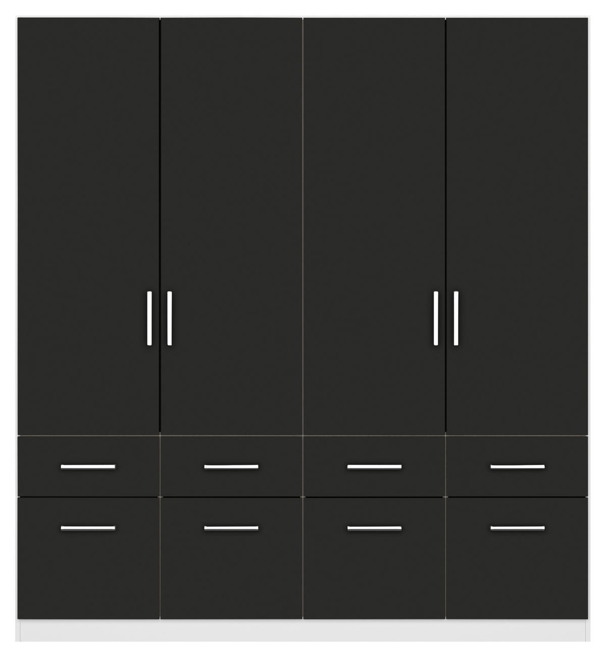 DREHTÜRENSCHRANK in Weiss, Grau  - Chromfarben/Weiss, Modern, Holzwerkstoff/Kunststoff (181/210/54cm) - Rauch Möbel
