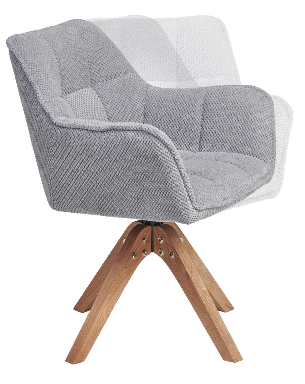 ARMLEHNSTUHL  Sitzfläche 360° drehbar, inklusive Armlehnen Webstoff  - Eichefarben/Grau, Basics, Holz/Textil (61/85/63cm) - MID.YOU