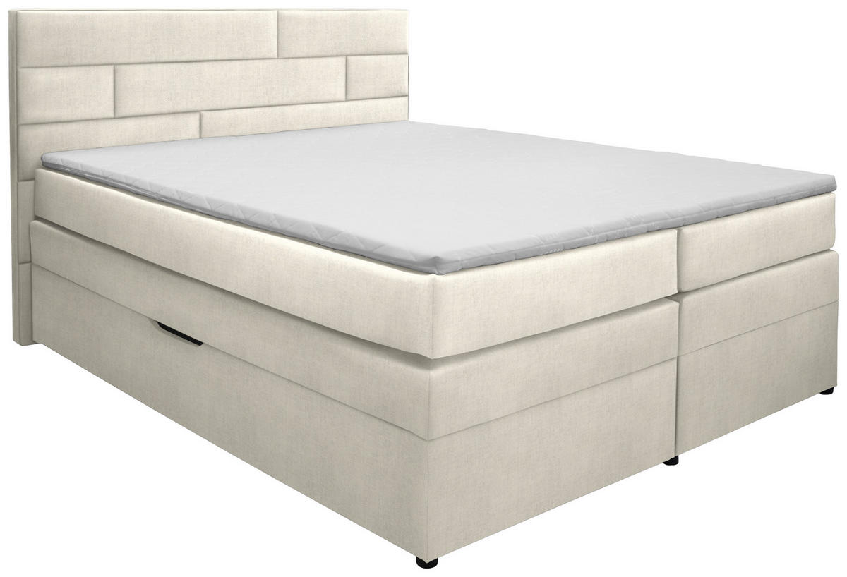 BOXSPRINGBETT 160/200 cm  in Creme  - Wengefarben/Creme, Konventionell, Holz/Textil (160/200cm) - Carryhome