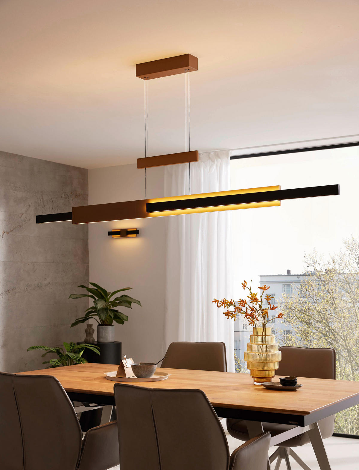 LED-PENDELLEUCHTE 190,5/6/174 cm  - Schwarz/Cappuccino, Design, Metall (190,5/6/174cm) - Musterring