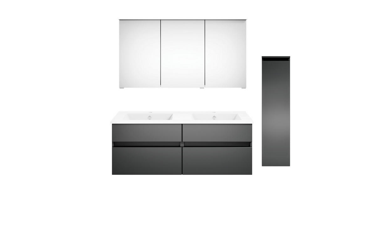 BADEZIMMER 150 cm  - Weiss/Dunkelgrau, Konventionell, Keramik/Holzwerkstoff (150cm) - Puris